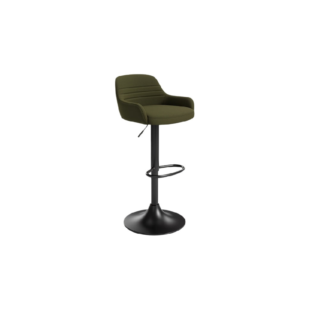 Adjustable Height Modern Bar Stool with Green Upholstery