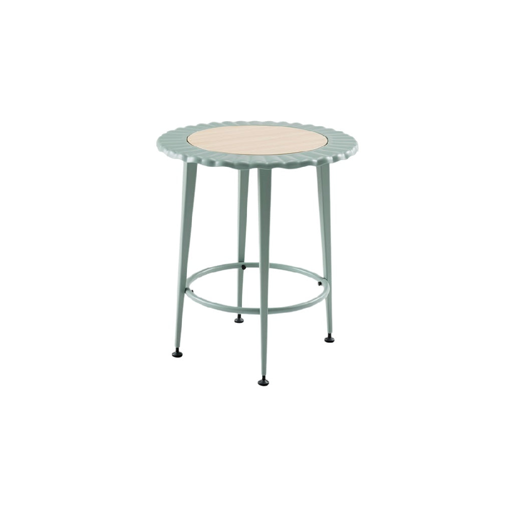 Stylish Round Metal Side Table with Scalloped Edge
