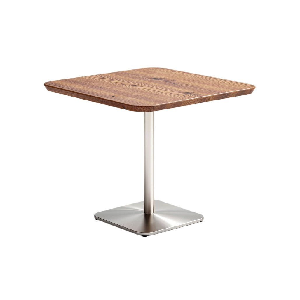 Square Wooden Table with Stainless Steel Base