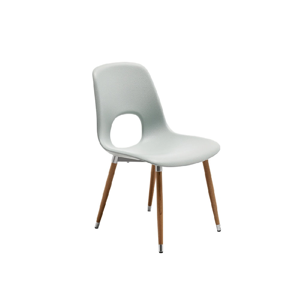 Minimalist Modern Plastic Dining Chair with Wooden Legs
